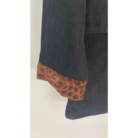 Jane Ashley Vintage Black Animal Print Button Up Shirt Womens Medium Cheetah - Picture 5 of 6